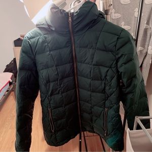 emerald green coat streetwear dark teal modern winter jacket outerwear puffy​​​